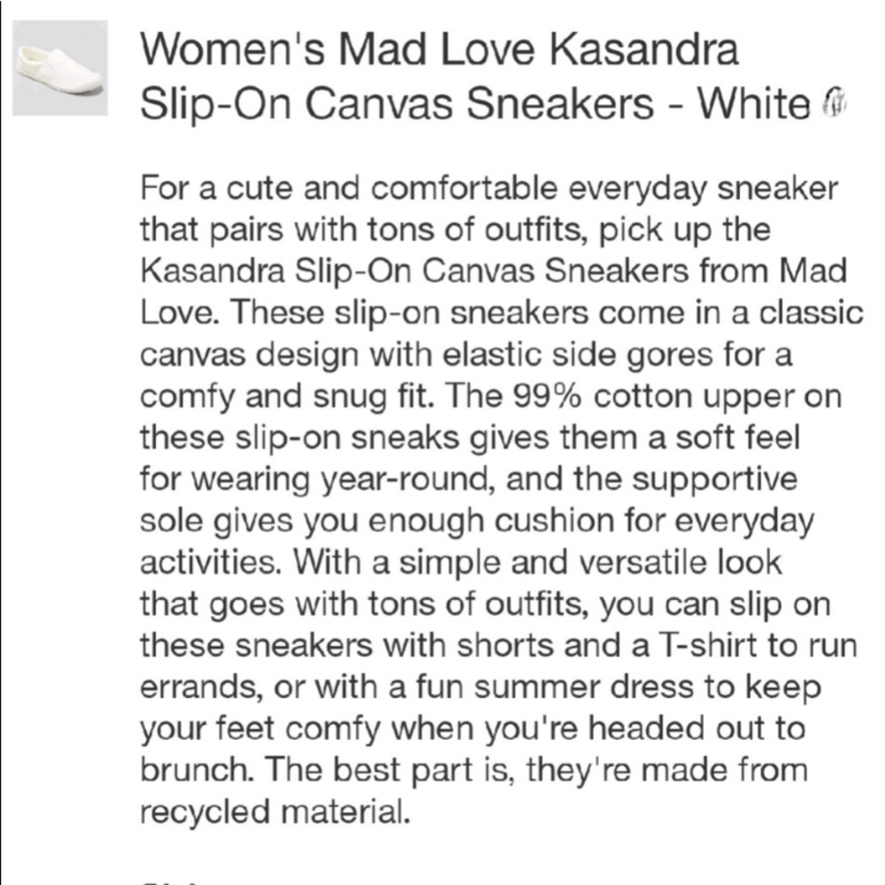 Mad love white slip on sneakers new - Picture 5 of 5